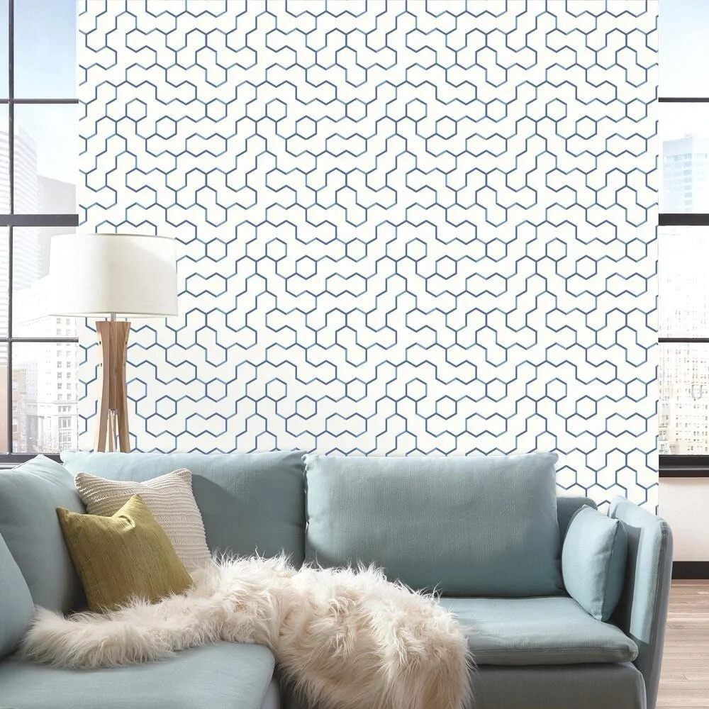 NWT RoomMates Modern Geometric Peel and Stick Wallpaper Decor in Gray